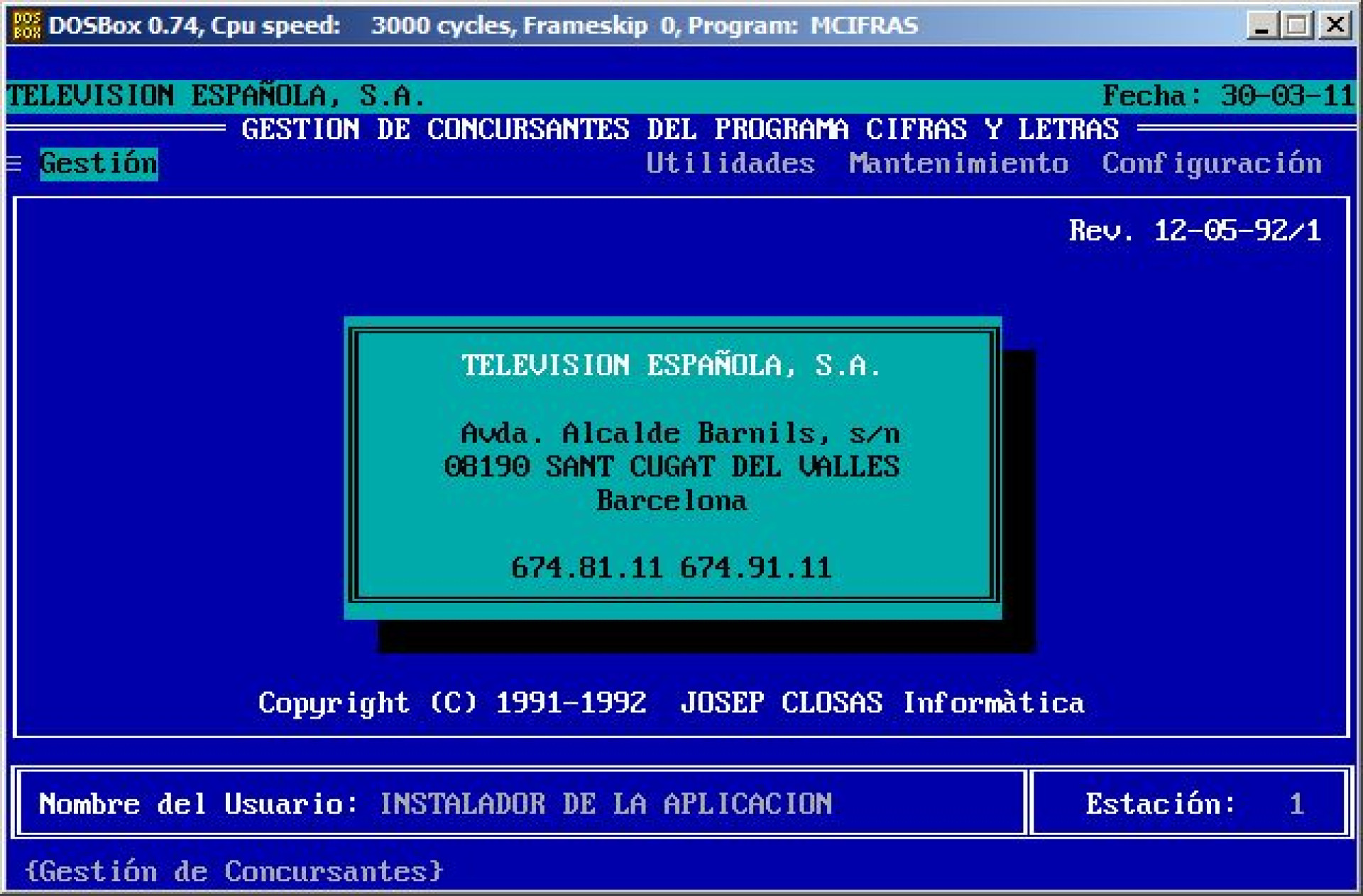 Gestión de concursantes del programa Cifras y letras